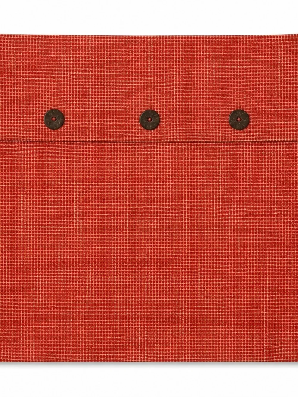 Two Textured Red And Yellow Linen-Style Accent Pillow Cases with Buttons